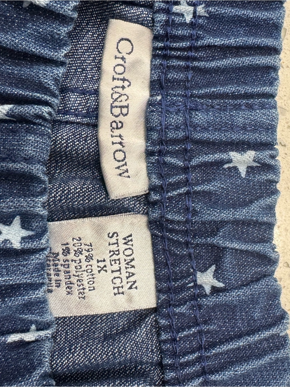 Navy Star Print Pull-On Denim Capri Bottoms - Picture 4 of 4